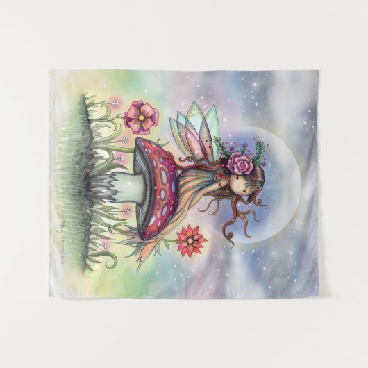 De magische paddestoel kleine fee muur opknoping wandkleed (Voorkant (horizontaal))