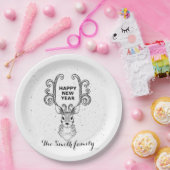 De magische zwarte en witte rendier van het nieuwe papieren bordje (Feest)