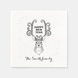 De magische zwarte en witte rendier van het nieuwe servet