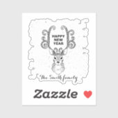 De magische zwarte en witte rendier van het nieuwe sticker (Vel)