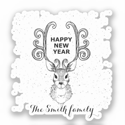 De magische zwarte en witte rendier van het nieuwe sticker (Voorkant)