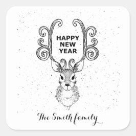 De magische zwarte en witte rendier van het nieuwe vierkante sticker