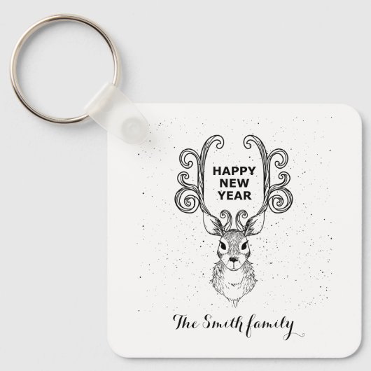 De magische zwarte en witte rendierkeychai van het sleutelhanger (Voorkant)