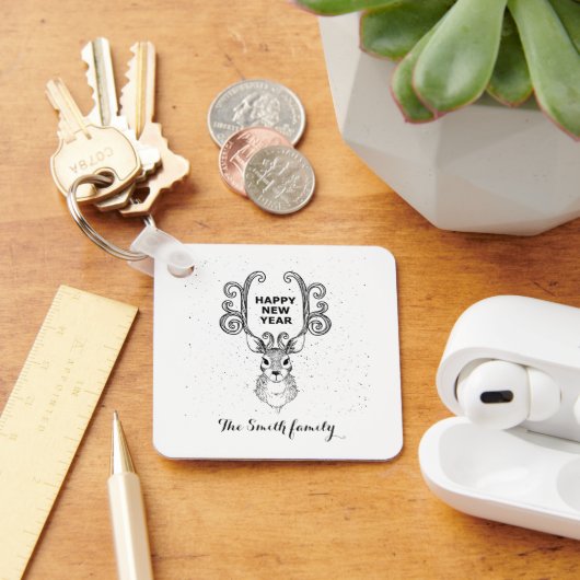 De magische zwarte en witte rendierkeychai van het sleutelhanger (Bureau)