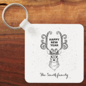 De magische zwarte en witte rendierkeychai van het sleutelhanger (Voorkant)