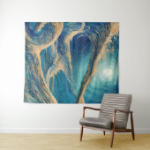 De magnifiek van een Blauwe Golf van de Oceaan Wandkleed (In Situ (horizontaal))