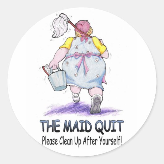 De Maid Quit Ronde Sticker (Voorkant)