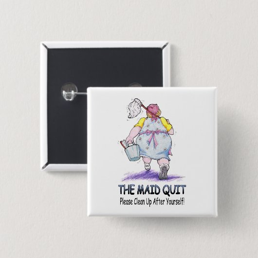 De Maid Quit Vierkante Button 5,1 Cm (Voorkant /achterkant)