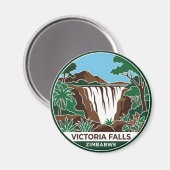 De Main Falls, Victoriawaterval Zimbabwe Magneet (Voorkant / Achterkant)