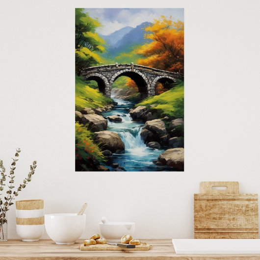 De Majesteit van een Rocky Stream Crossing Poster (Keuken)