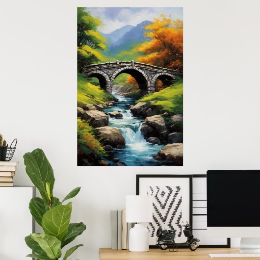 De Majesteit van een Rocky Stream Crossing Poster (Thuiskantoor)