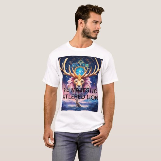 DE MAJESTIC ANTLERED LEEUW T-SHIRT (Voorkant volledig)