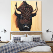 de Majestic Bison - een symbool van macht en vrijh Canvas Afdruk (Insitu (Slaapkamer))