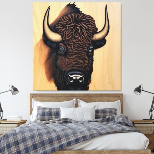 de Majestic Bison - een symbool van macht en vrijh Canvas Afdruk (Insitu (Slaapkamer))