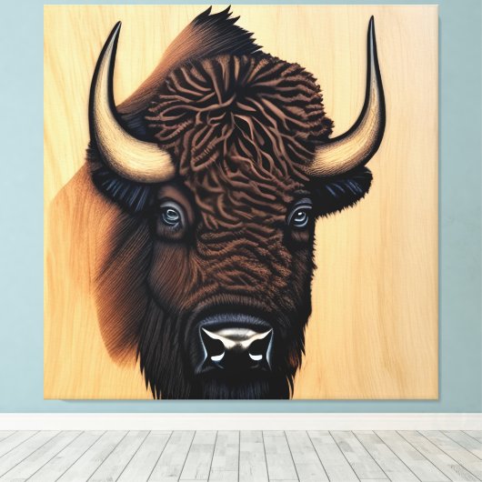 de Majestic Bison - een symbool van macht en vrijh Canvas Afdruk (Insitu (Houten vloer))