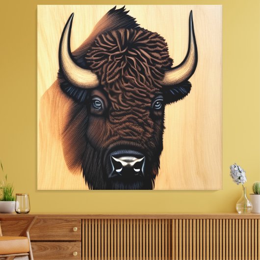 de Majestic Bison - een symbool van macht en vrijh Canvas Afdruk (Insitu (Woonkamer))