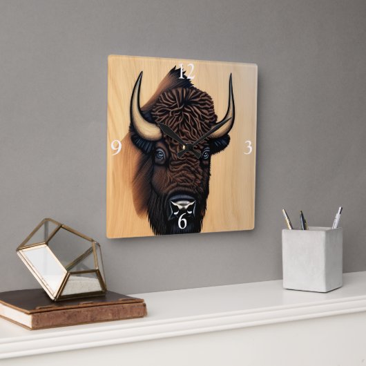de Majestic Bison - een symbool van macht en vrijh Vierkante Klok (Kantoor)