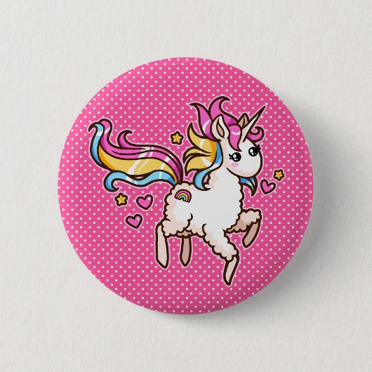 De Majestic Llamacorn Ronde Button 5,7 Cm (Voorkant)