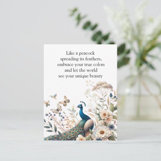De Majestic Peacock Briefkaart (Staand voorkant)