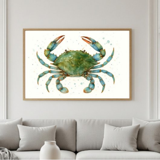 De majestueuze blauwe krab | Ocean Spirit Artwork Poster