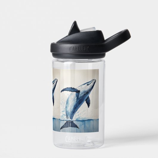 De majestueuze blauwe vinvis waterfles (Links)