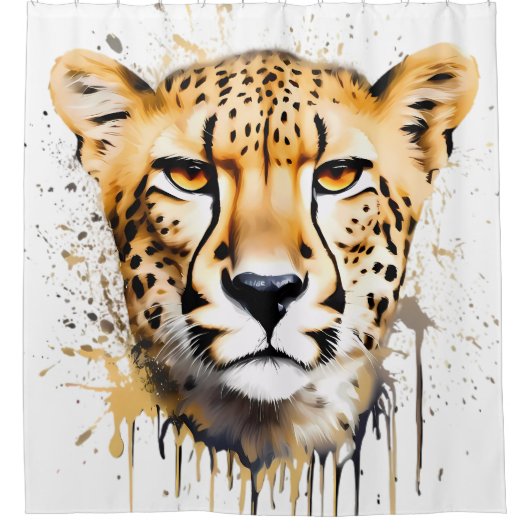 De majestueuze blik van de Cheetah Douchegordijn (Voorkant)