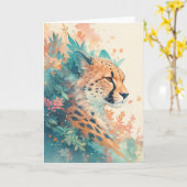 De majestueuze cheeta in bloei kaart (Gele Bloem)