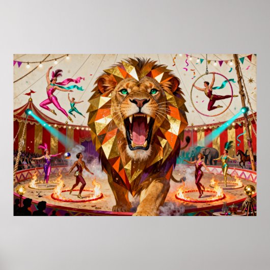 De Majestueuze Leeuw van het Circus - Boeiend Poster (Voorkant)