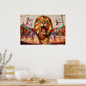 De Majestueuze Leeuw van het Circus - Boeiend Poster (Keuken)