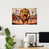 De Majestueuze Leeuw van het Circus - Boeiend Poster (Thuiskantoor)