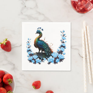 De majestueuze pauw: Een spel van kleuren in natuu Servet