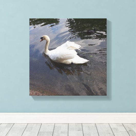 DE MAJESTUEUZE ZWAAN CANVAS PRINT (Insitu (Houten vloer))