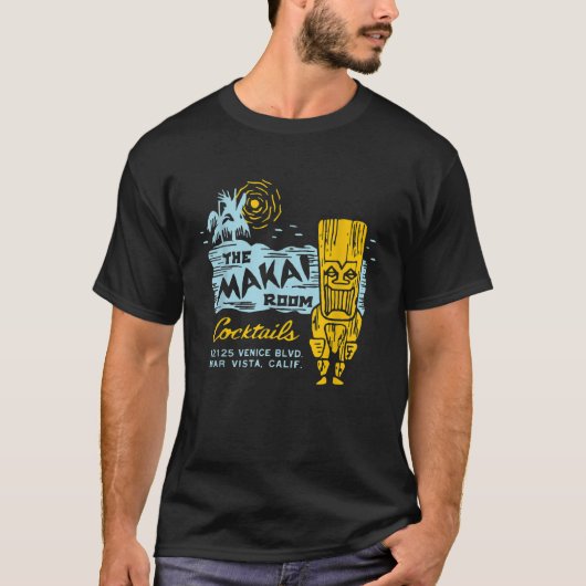 De Makai Room Los Angeles CA Tiki Bar Fun T-shirt (Voorkant)