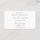 De makelaar in het zwarte en witte huis visitekaartje (Achterkant)