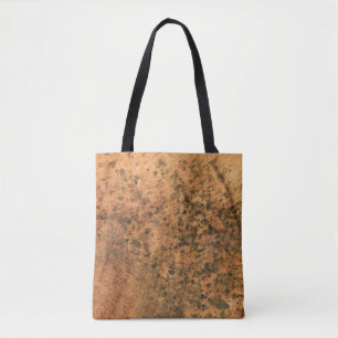 De mal die op het bruine houten oppervlak groeit,  tote bag
