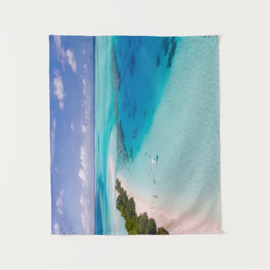 De Malediven  Blue Ocean Beach Sandy Shore Wandkleed (Voorkant)