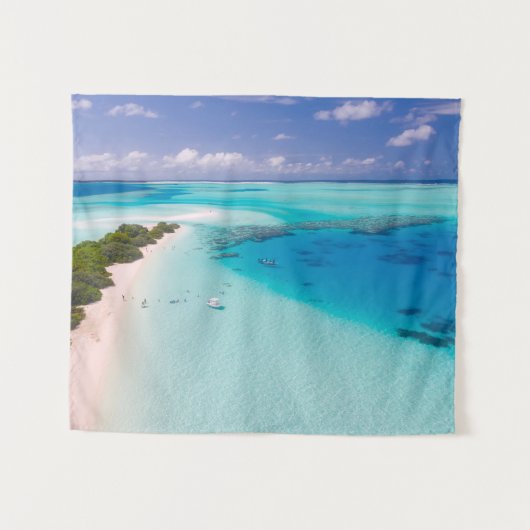 De Malediven  Blue Ocean Beach Sandy Shore Wandkleed (Voorkant (horizontaal))