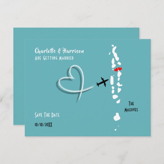 De Malediven Trouwlocatie Bewaar De Datum Save The Date (Voorkant / Achterkant)