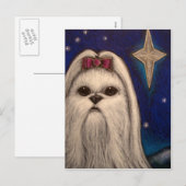 DE MALTESE HOND VAN DE VAKANTIE - STER 1 VAN BELEN FEESTDAGENKAART (Voorkant / Achterkant)