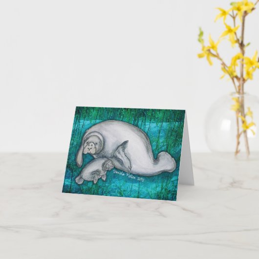 De Mamma's en Jong Notecard van Manatee Kaart (Gele Bloem)