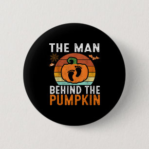 De man achter de pompoen Halloween zwangerschapsaa Ronde Button 5,7 Cm
