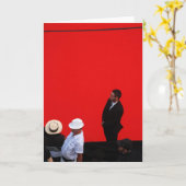 De man au Chapeau Blanc Greeting Card Kaart (Gele Bloem)