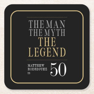 De Man De Mythe De Legende 50ste Verjaardag Kartonnen Onderzetters