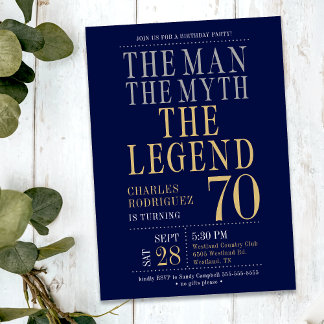 De man de mythe de legende 70ste verjaardagsfeestj kaart