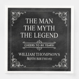 De Man De Mythe De Legende 80ste Verjaardag Zwart Servet
