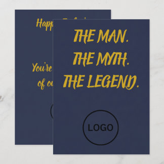 De Man De Mythe De Legende Marineblauw Goud Schrif Feestdagenkaart