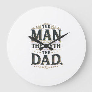 De Man De Mythe De Vader Vintage Typografie T-shir Grote Klok