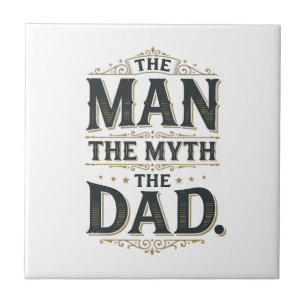 De Man De Mythe De Vader Vintage Typografie T-shir Tegeltje