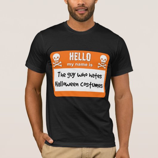 De man die een hekel heeft aan Halloween kostuums T-shirt (Voorkant)