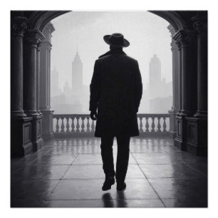 De Man in de Nevel van de Stad Perfect Poster